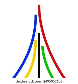 Colorful Olympic Games rainbow lines directed upwards isolated