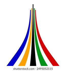 Colorful Olympic Games rainbow lines directed upwards isolated