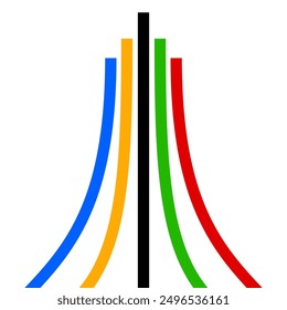 Colorful Olympic Games rainbow lines directed upwards isolated