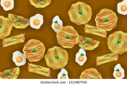 colorful omelet ingredients and background