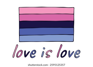 Colorful Omnisexual pride flag Happy pride day LGBTQ community Pride Month Vector hand drawn doodle for posters, stickers, logo, cards