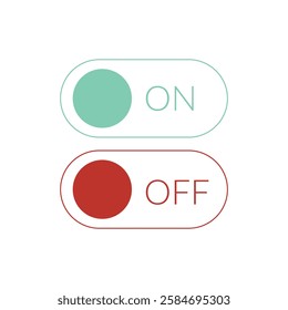 Colorful on, off switch icons, clean vector illustration, for UI,UX design, app development, or general use.
