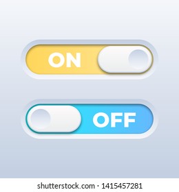 Colorful On and Off Toggle Switch Button on White Background