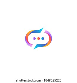 colorido en el logotipo del icono de chat rectangular. plantilla minimalista con logotipo de chat con estilo moderno y degradado.
