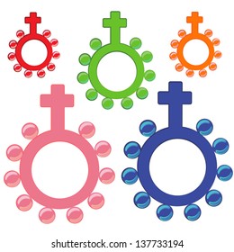 Colorful one decade rosary ring set vector