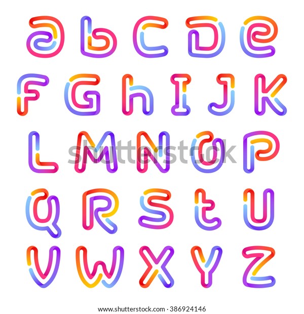 Colorful One Line Letters Alphabet Set Stock Vector (Royalty Free ...