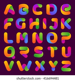 Colorful one line letters set. Font style, vector design template elements for your application or corporate identity.