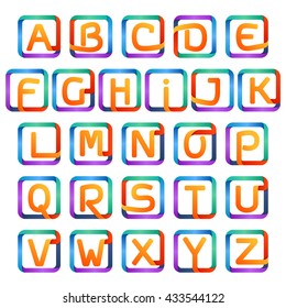 Colorful one line letters in square set.