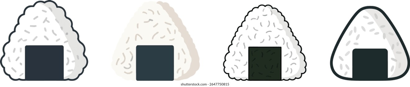 Conjunto colorido da ilustração do vetor de Onigiri, cozinha asiática