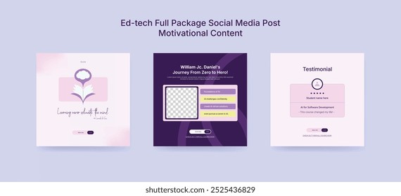 Colorful Online Course Social Media Post Template, Educational Banner Design for Ed-Tech Platforms