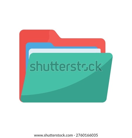 Colorful open folder with documents isolated on white background vector