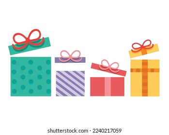 colorful open gift boxes with a bow illustration	
