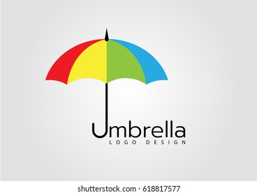 colorful open umbrella element icons business logo