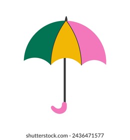 Colorful open umbrella vector illustration. Personal accessory element in flat style.  Rain and summer protection. Isolated on white background