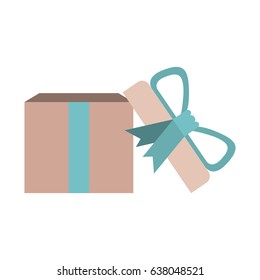 colorful opened gift box with decorative ribbon and topknot vector illustration