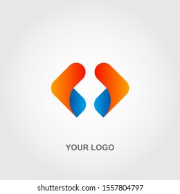colorful opposite direction logo vector template