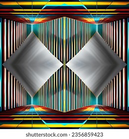 Colorful optical illusion background symmetrical wallpaper vector graphics with different line weights and colors