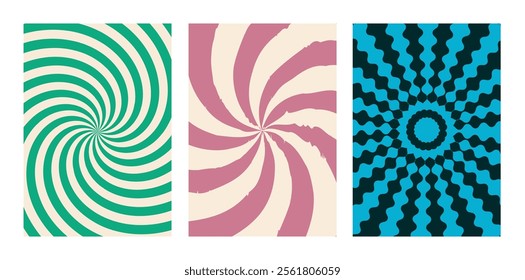 Colorful Optical Illusion Patterns with Abstract Rotational Geometric Designs