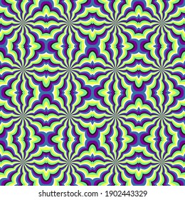 Colorful optical illusion seamless pattern. Moving design in moroccan tiles style.