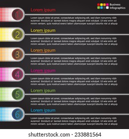 Colorful Options Template Elements. Business Infographics, Modern Design Template, Six Options Vector Illustration.