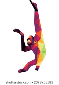 Colorful Orang Utan Polygon Low Poly. Colorful Abstract vector of monkey orang utan. Primates Monkey Colorful Illustration