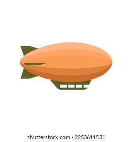 Colorful orange airship vector illustration. Vintage dirigible or zeppelin for carrying passengers isolated on white background. Transportation, tourism, aviation industry concept