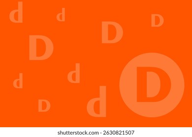 Colorful orange background with varied letter D shapes arranged creatively in different sizes