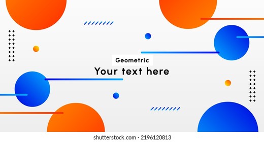 Colorful orange   blue circle white background and modern geometric   Memphis concept background