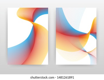 Colorful orange, blue waved lines design for annual report, brochure, flyer, poster. Wave lines background vector illustration for flyer, leaflet, poster. Business abstract A4 brochure template.