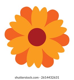 Colorful orange floral vector illustration featuring blooming flowers for bright spring and summer designs