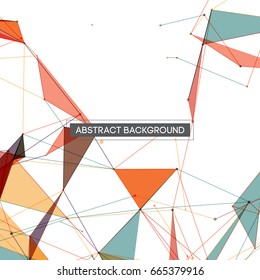 Colorful Orange and Green Abstract Network Mesh on White Background with Text - Vector Illustration