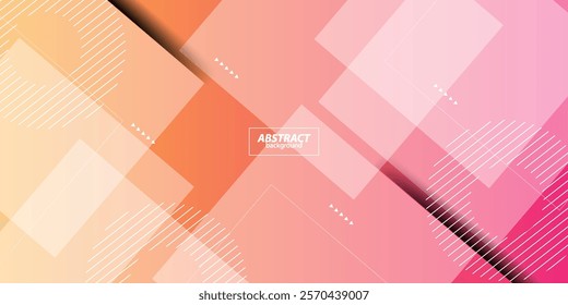 Colorful orange and pink gradient abstract illustration with overlapping background with simple line pattern with 3d look. Vector Eps10