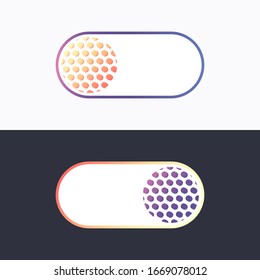 Colorful orange and purple vector illustration of the night and day mode switch buttons for an application or website. Geometric UI design element for mobile apps and web