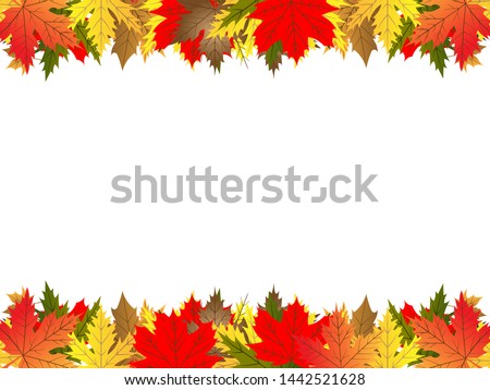 Colorful Orange and red Maple leaves falling in autum isolated on white background.Vector illustration.
