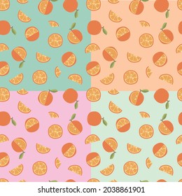 Patrón sin costuras de color naranja. Imagen vectorial de motivos anaranjados. Fondo del cítrico. Excelente para la fabricación de carteles de papel pintado, etc. Ilustración vectorial