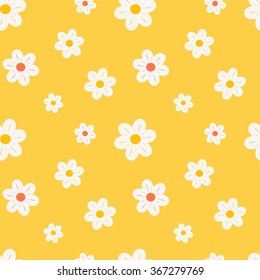 colorful orange white and yellow daisy flowers seamless vector pattern background illustration