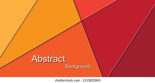  Colorful Orange,Red Template.Abstract background triangle geometric element  .Paper cut style. For flyer, brochure, booklet and websites design