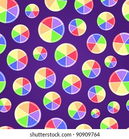 colorful oranges and grapefruits seamless pattern in rainbow colors on dark violet background