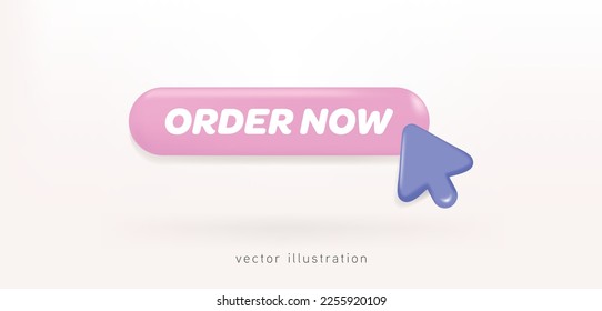 Colorful order now button. Design elements for mobile and web applications. Order now button in stylish colors for your web shop. Order now button 3d vector illustration.