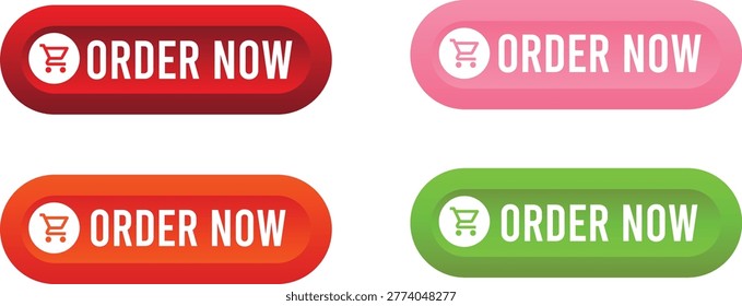 Colorful order now buttons collection.