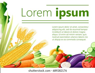Colorful organic design concept with two collections of fresh vegetables and fruits in realistic style vector illustration Web site page and mobile app design Detailed vegetarian food sketch.