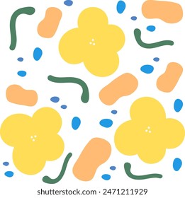 Colorful organic shapes background yellowflower