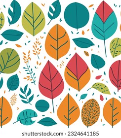 Colorful organic shapes pattern. Cute botanical shapes. Random cutouts of tropical leaves. Decorative abstract art vector illustration, simple colors