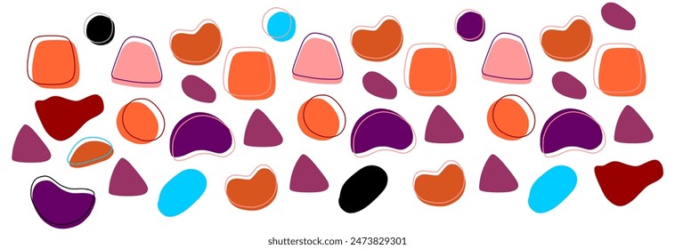 Coloridas Formas orgánicas Patrón sin fisuras. Conjunto de coloridas formas orgánicas abstractas impresión ilustración de patrón sin fisuras en estilo retro.