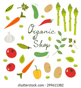 Colorful organic vegetables collection in vector format.