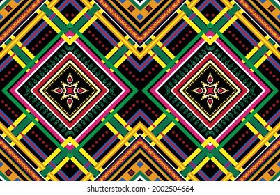 colorido patrón oriental étnico sin costuras de fondo tradicional Diseño para alfombra, papel pintado, ropa, envoltura, batik, tela, ilustración vectorial estilo bordado.