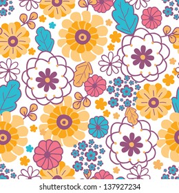 Colorful oriental flowers seamless pattern background