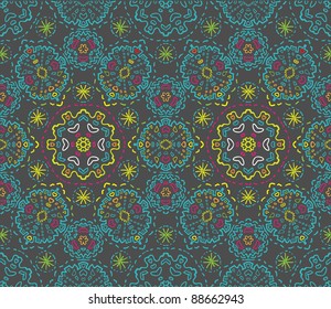 Colorful oriental lace seamless pattern