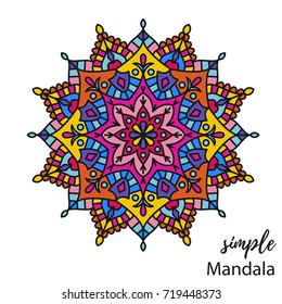 Colorful oriental line mandala vector illustration