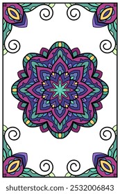 Mandala oriental colorido. Patrón indio para la decoración de la boda.